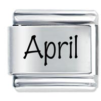 Italian Charms - name april diamond color laser italian charm Image.