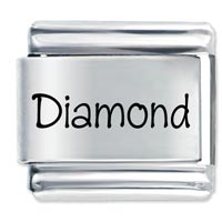 Italian Charms - name diamond laser italian charm Image.