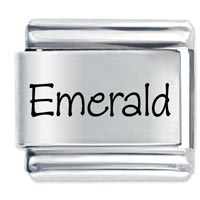 Italian Charms - name emerald laser italian charm Image.