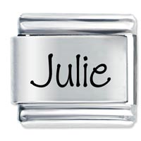 Italian Charms - name julie laser italian charm Image.