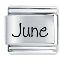Italian Charms - name june pearl color laser italian charm Image.