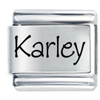 Italian Charms - name karley laser italian charm Image.