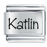 Italian Charms - name katlin laser italian charm Image.
