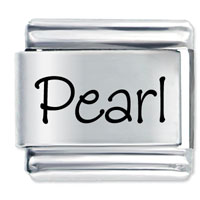 Italian Charms - name pearl laser italian charm Image.