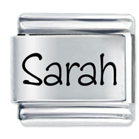Italian Charms - name sarah laser italian charm Image.