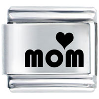 Italian Charms - cute heart mom laser italian charm Image.