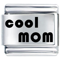 Italian Charms - cool mom text laser italian charm Image.