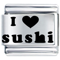 Italian Charms - laser i heart sushi italian charm Image.