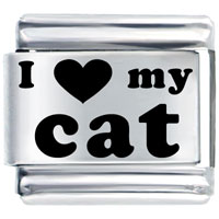 Italian Charms - laser i heart my cat italian charm Image.