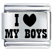 Italian Charms - laser i heart my boys italian charm Image.
