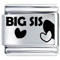 Italian Charms - big sis heart laser italian charm Image.