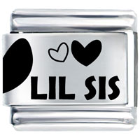Italian Charms - lil sis heart laser italian charm Image.