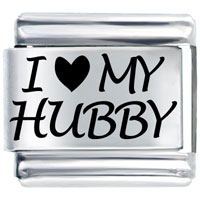 Italian Charms - laser i heart my hubby italian charm Image.