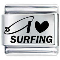 Italian Charms - i heart surfing laser italian charm Image.