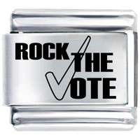 Italian Charms - rock the vote laser italian charm Image.