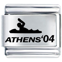 Italian Charms - athens swimming laser italian charm Image.