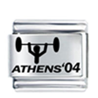 Italian Charms - athens weight lifting laser italian charm Image.