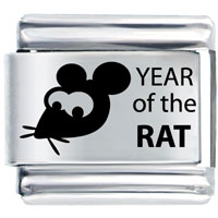 Italian Charms - year of the rat laser italian charm Image.