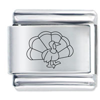 Italian Charms - peacock laser italian charm Image.