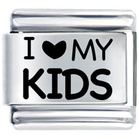 Italian Charms - laser i heart my kids italian charm Image.