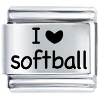 Italian Charms - i heart softball laser italian charm Image.