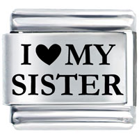 Italian Charms - laser i heart my sister italian charm Image.