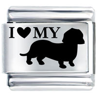 Italian Charms - i heart my wiener dog laser italian charm Image.