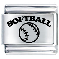 Italian Charms - softball laser italian charm Image.