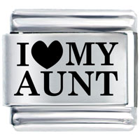 Italian Charms - laser i heart my aunt italian charm Image.