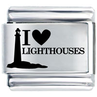 Italian Charms - i heart lighthouses laser italian charm Image.