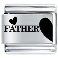 Italian Charms - father half heart laser italian charm Image.