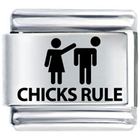 Italian Charms - chicks rule laser italian charm Image.
