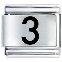 Italian Charms - number three laser italian charm Image.
