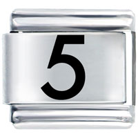 Italian Charms - number five laser italian charm Image.