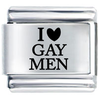Italian Charms - i heart gay men laser italian charm Image.