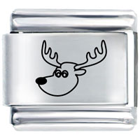 Italian Charms - reindeer face laser italian charm Image.