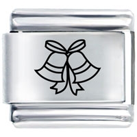 Italian Charms - two bells and ribbon laser italian charm Image.