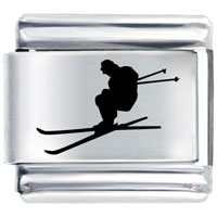 Italian Charms - skier snow jump laser italian charm Image.