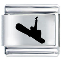 Italian Charms - snowboarder snow jump laser italian charm Image.