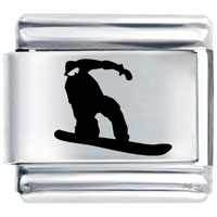 Italian Charms - snowboarder riding the snow laser italian charm Image.
