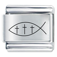Italian Charms - laser christian fish italian charm Image.