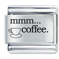 Italian Charms - mmm coffee laser italian charm Image.