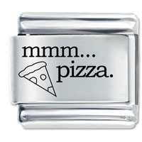 Italian Charms - mmm food pizza laser italian charm Image.