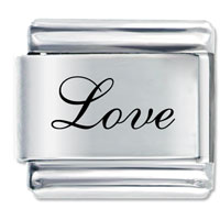 Italian Charms - edwardian script font love laser italian charm Image.