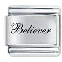 Italian Charms - believer black text laser italian charm Image.