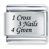 Italian Charms - 1 cross + 3 nails laser italian charm Image.