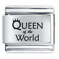 Italian Charms - queen of the world laser italian charm Image.