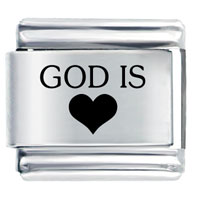 Italian Charms - god is heart laser italian charm Image.