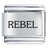 Italian Charms - word rebel laser italian charm Image.