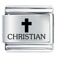 Italian Charms - christian cross laser italian charm Image.